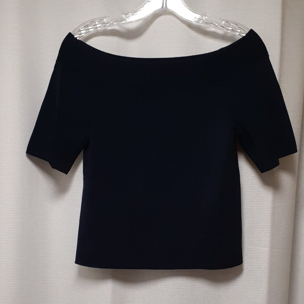 EUC Antonio Melani Med off-the-shoulder navy knit